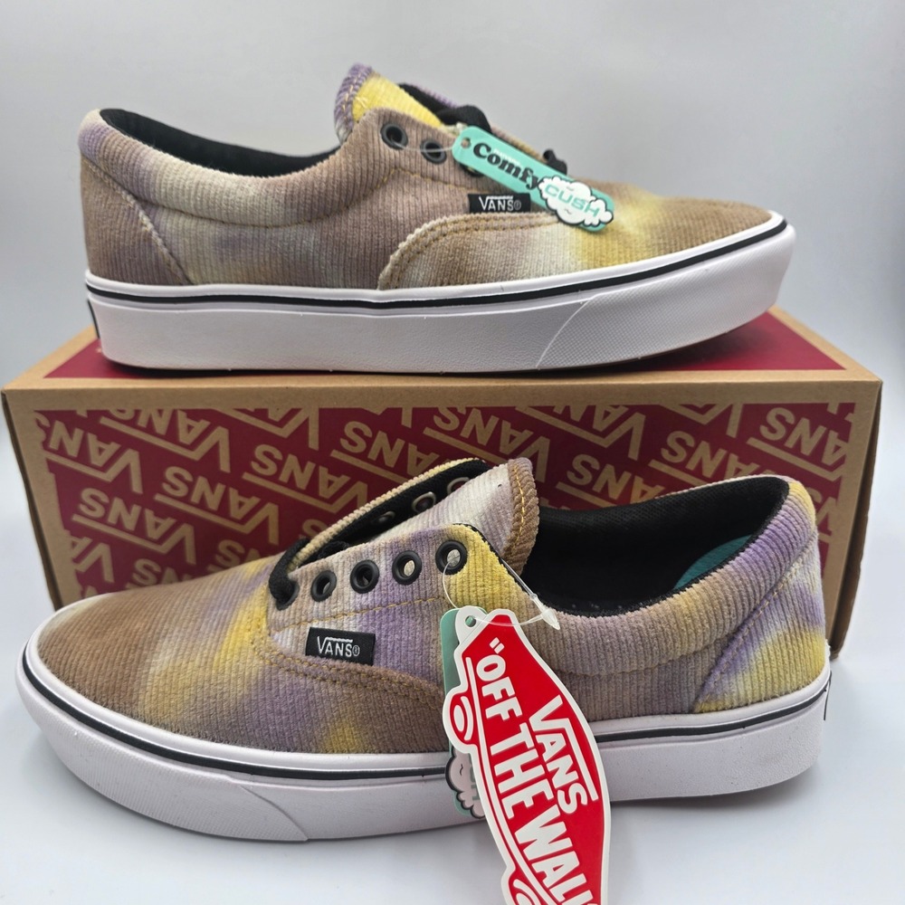 Vans ComfyCush Era Blotched Multi Purple Velvet Corduroy Sneakers Mens 7
